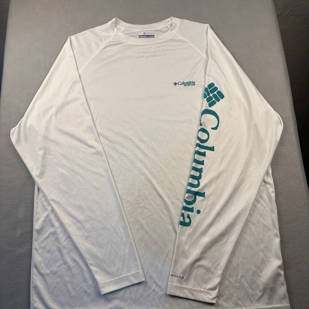 Columbia PFG Performance Fishing Gear Long Sleeve Shirt White XL/TG Omni Shade